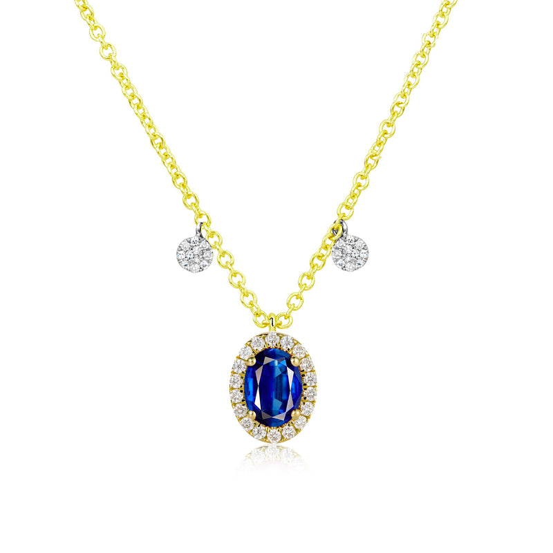 Pristi White Gold Necklace Diamond & Blue Sapphire – Juvetti